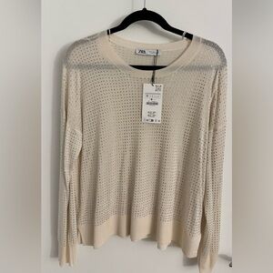 Zara Beige Studded Top